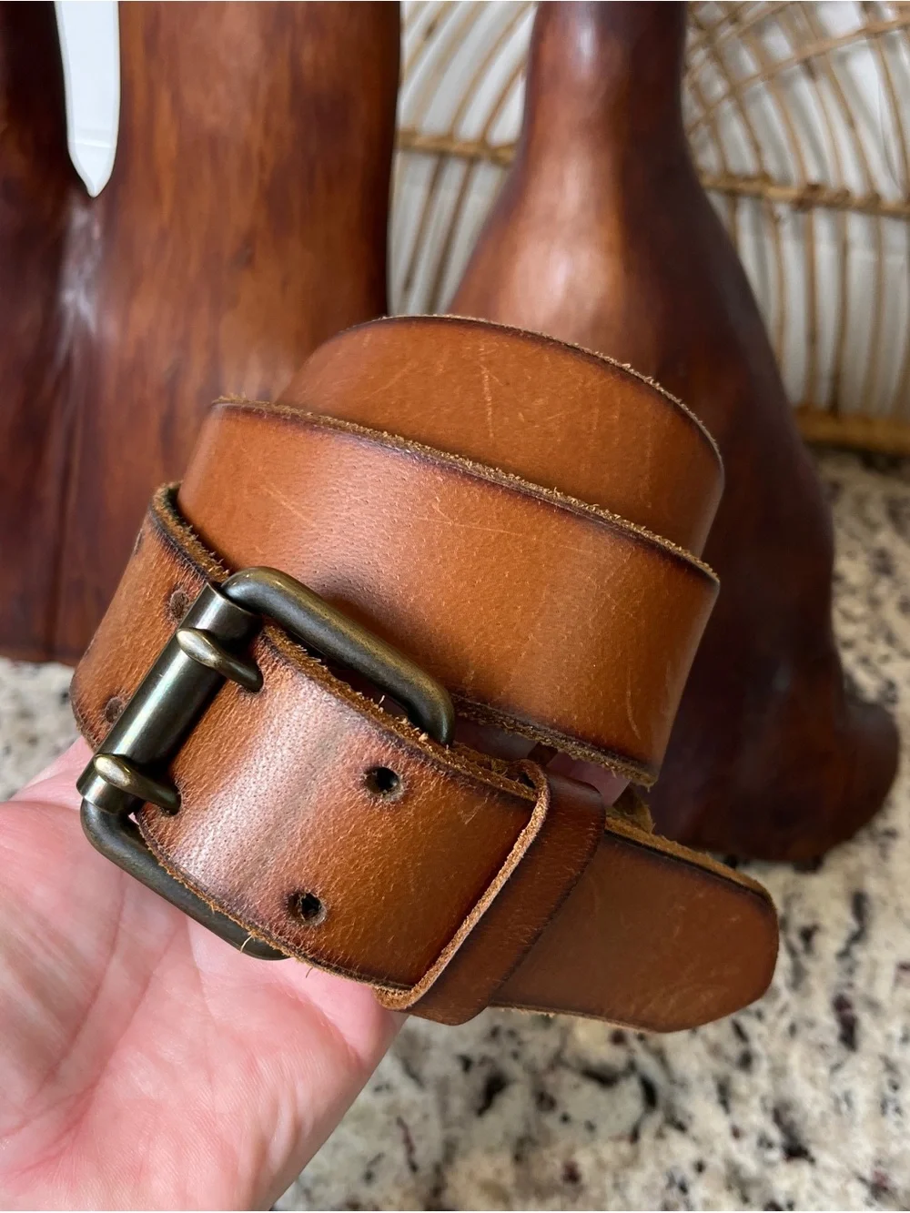Vintage American Eagle Distressed Tan Belt